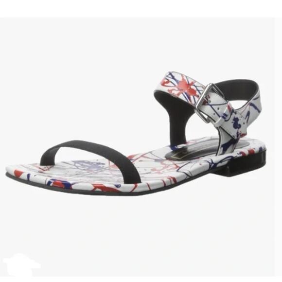 Marc Jacobs Elizabeth Multi-Color Paint Splatter Flat Sandal, Size 38 / US 8 - Picture 1 of 11